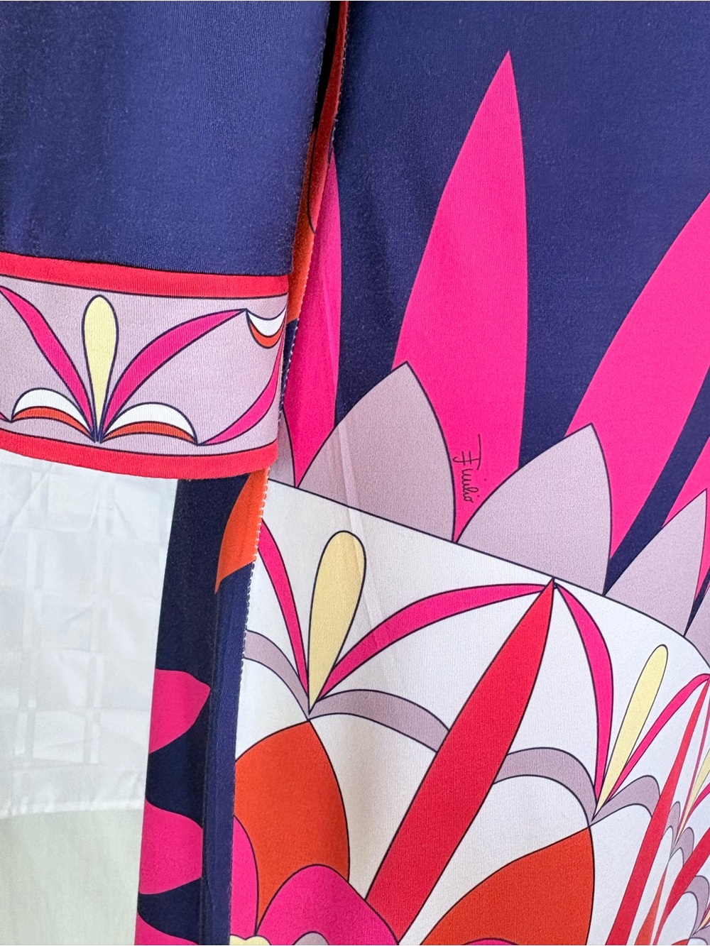 VTG Emilio Pucci 100% Silk Navy Multicolor Floral Midi Jersey Dress SZ 36 IT - Picture 12 of 14